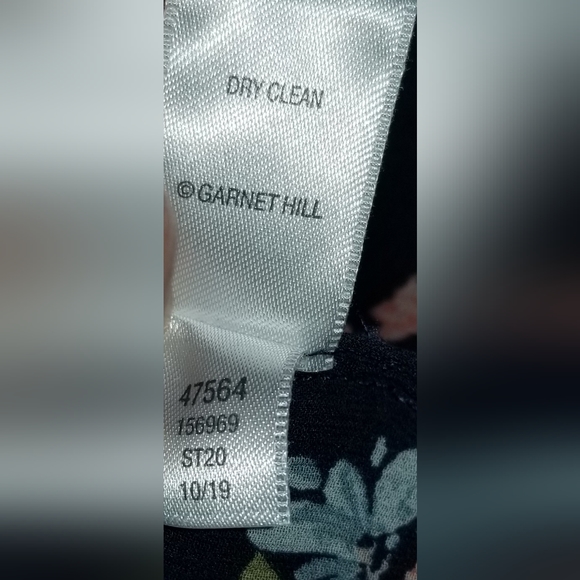 TIERED SILK DRESS NAVY JARDIN FLORAL Size 14 - Picture 5 of 9